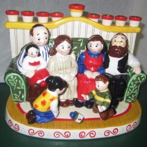 Menorah multi generational  playing dreidel